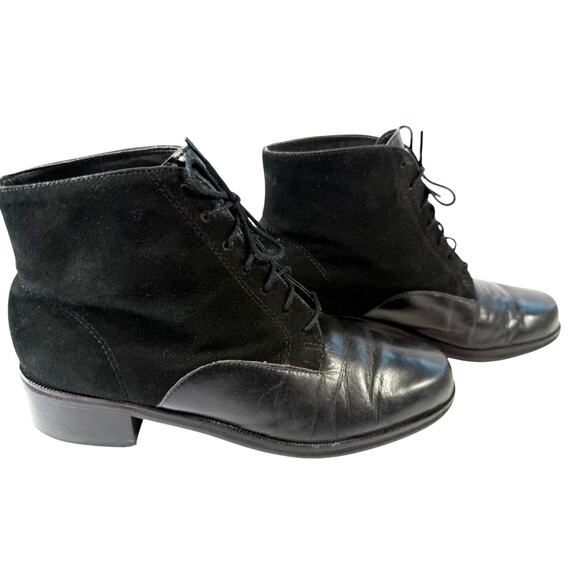 Vintage Pappagallo G-Tovino Made In Brazil Black Laced Up Leather Boots Size 6 M - Picture 4 of 8